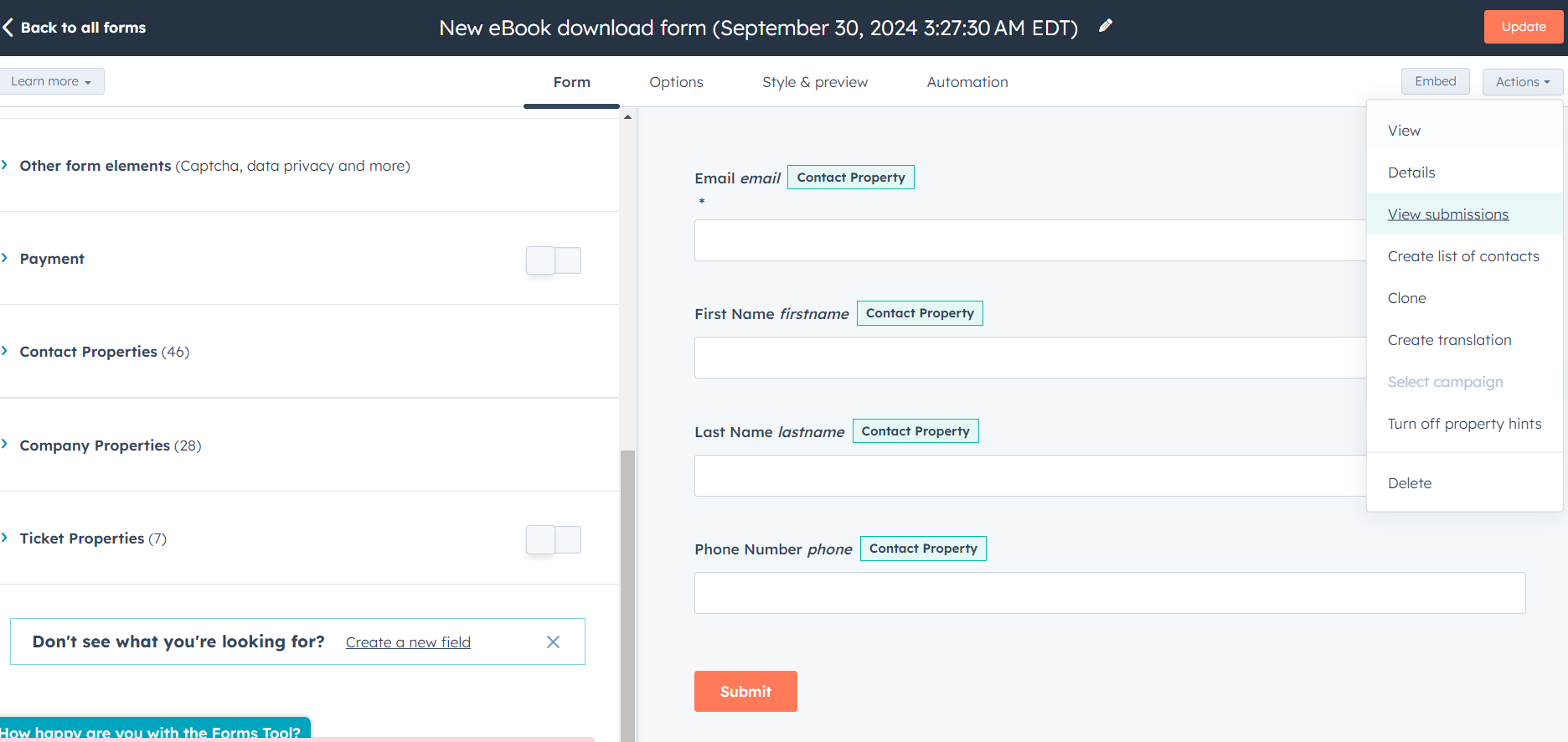 Hover over Submission and click view submission