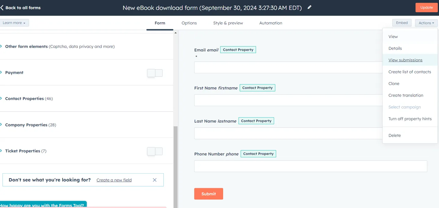 Hover over Submission and click view submission