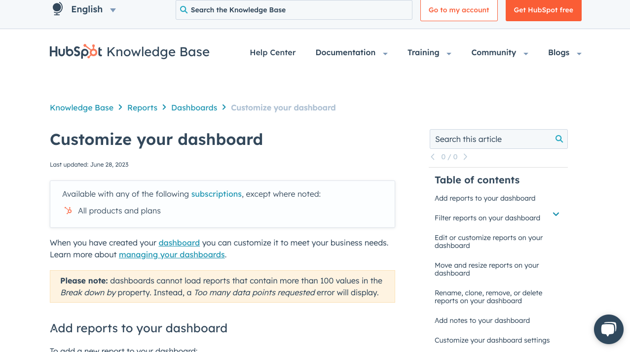HubSpot Dashboard