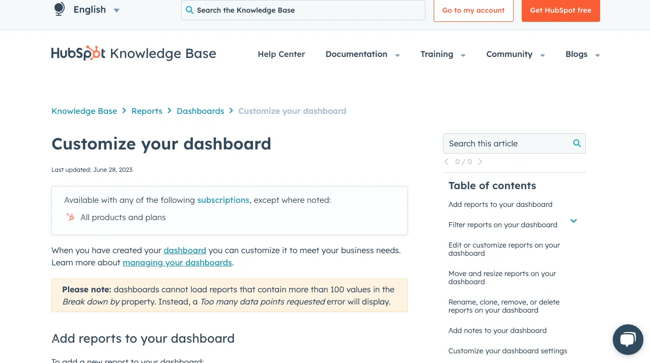 HubSpot Dashboard
