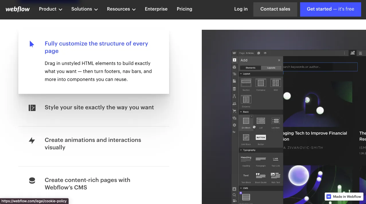 Understanding the core features of Webflow