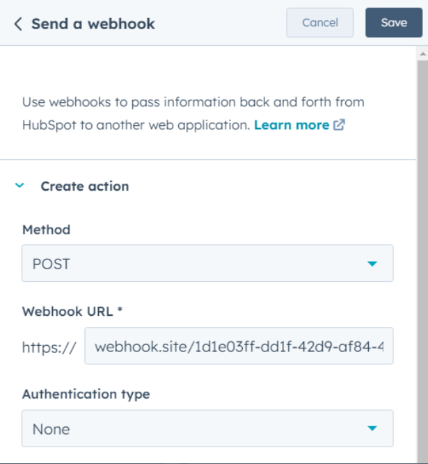Input the Webhook URL