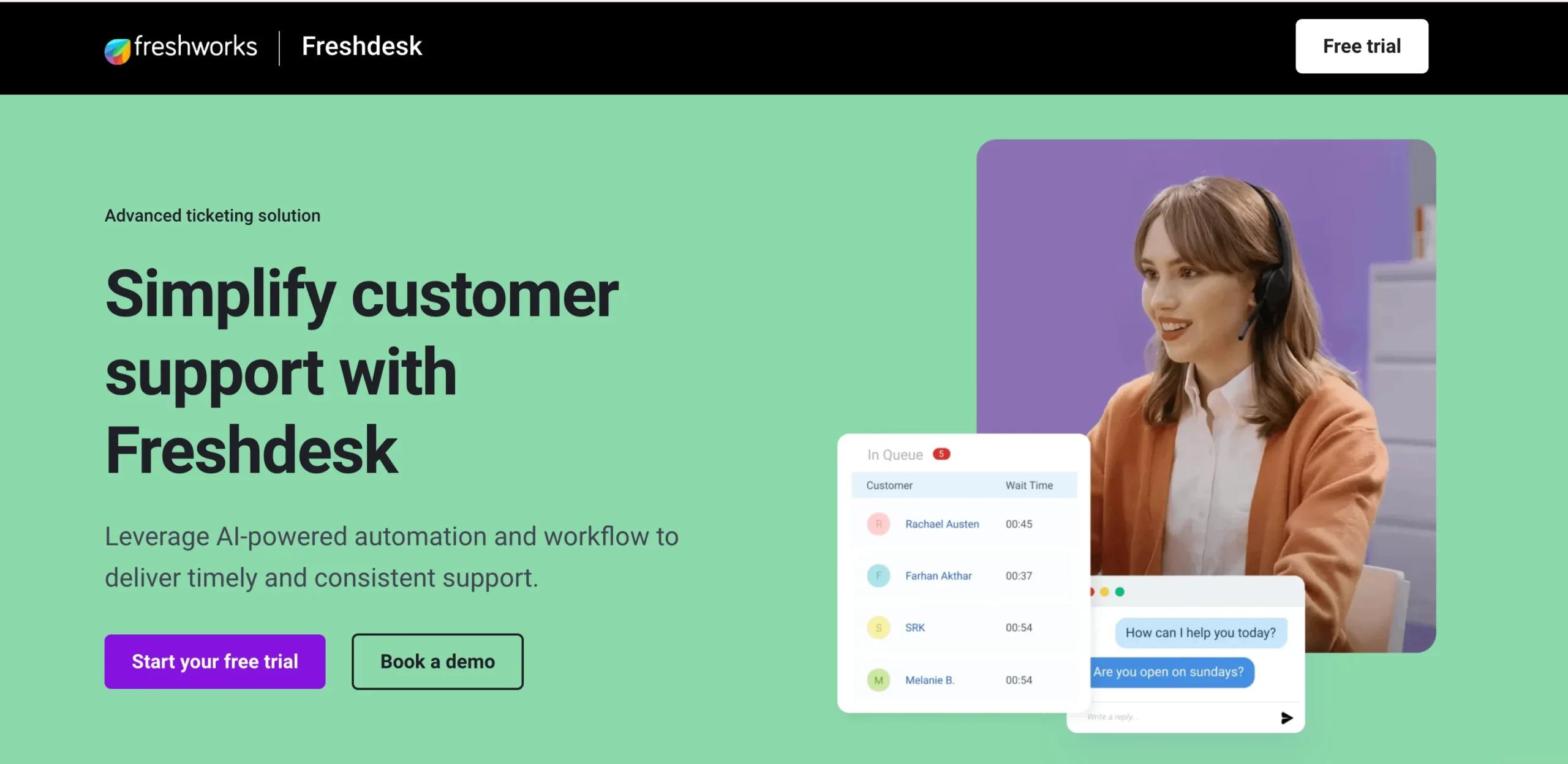 3. Freshdesk by Freshworks – User-Friendly & AI-Powered