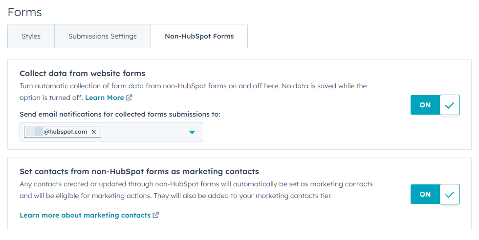 Navigate to Forms Settings