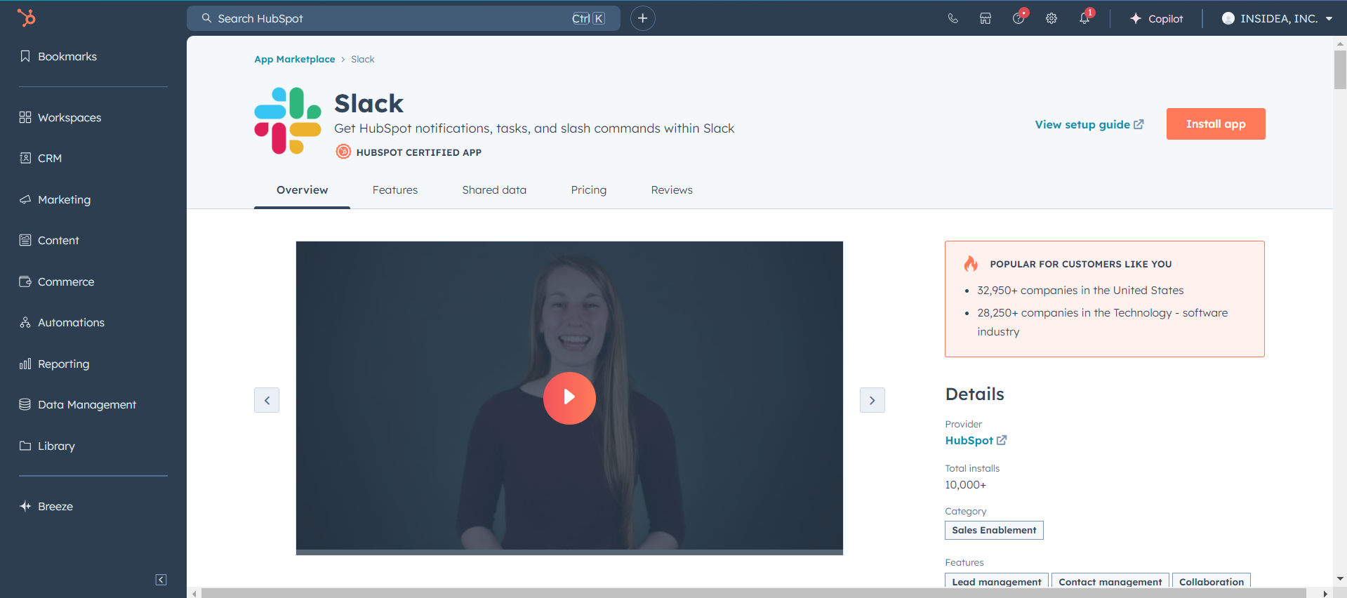 Search for the Slack App