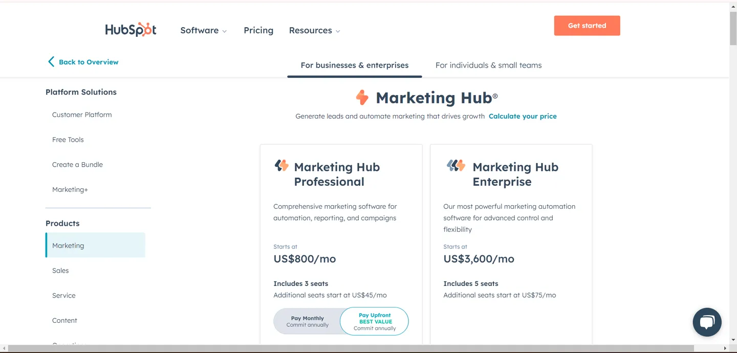 HubSpot Marketing Hub Pricing