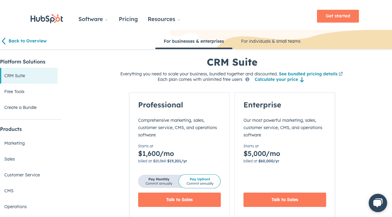 HubSpot CRM Pricing