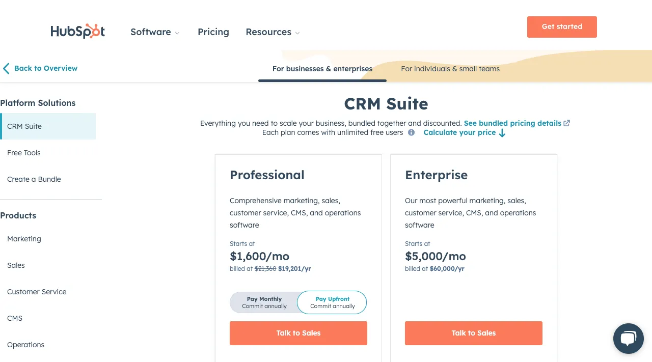 HubSpot CRM Pricing