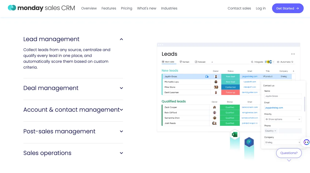 Monday CRM's Lead Handling Capabi