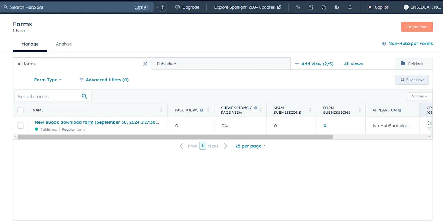 Click Create form or hover over an existing form and click Edit.
