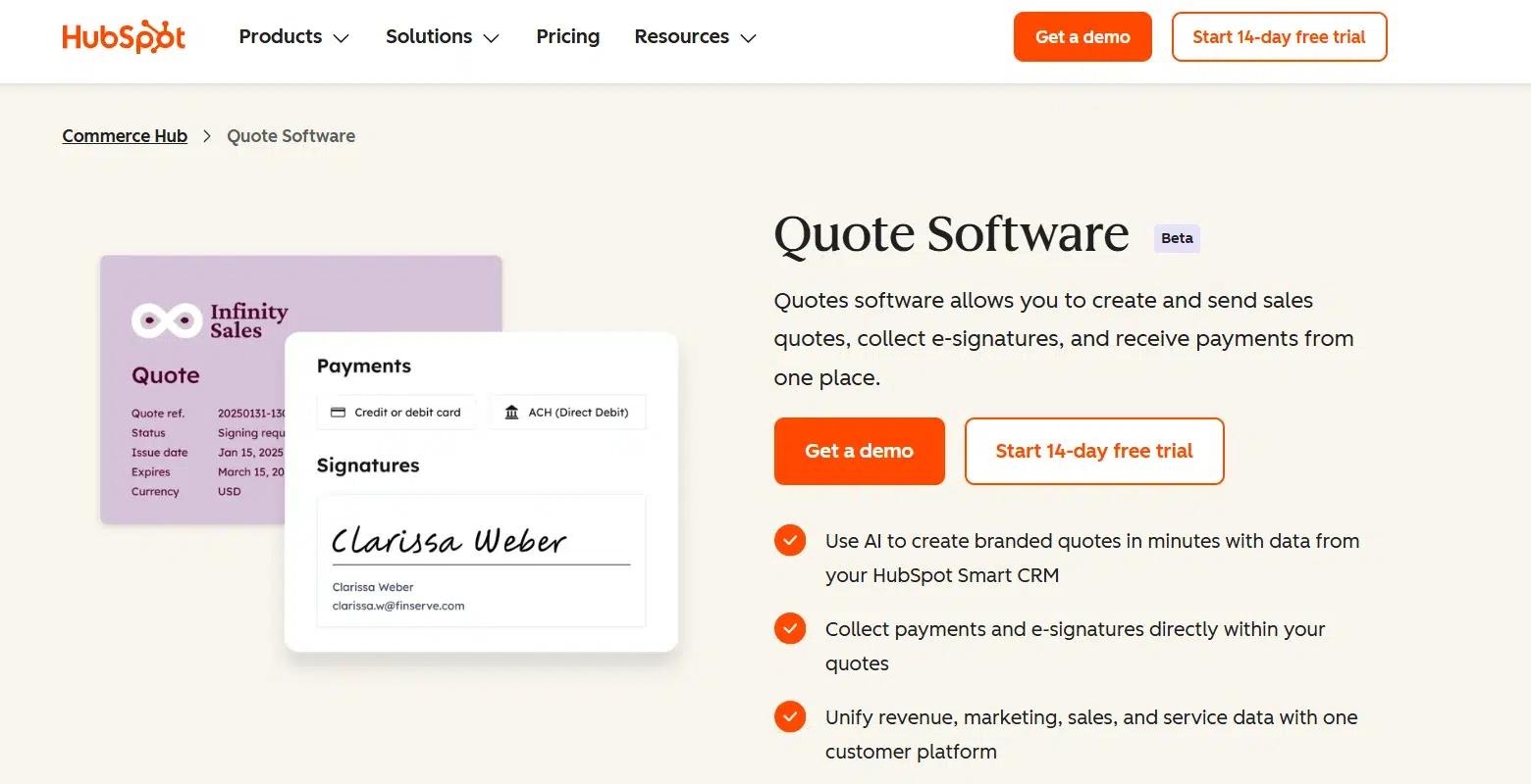 HubSpot Sales Quote Software
