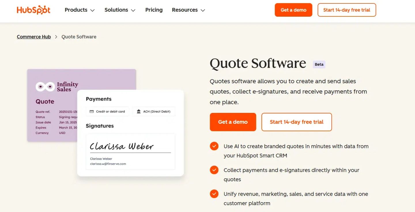 HubSpot Sales Quote Software