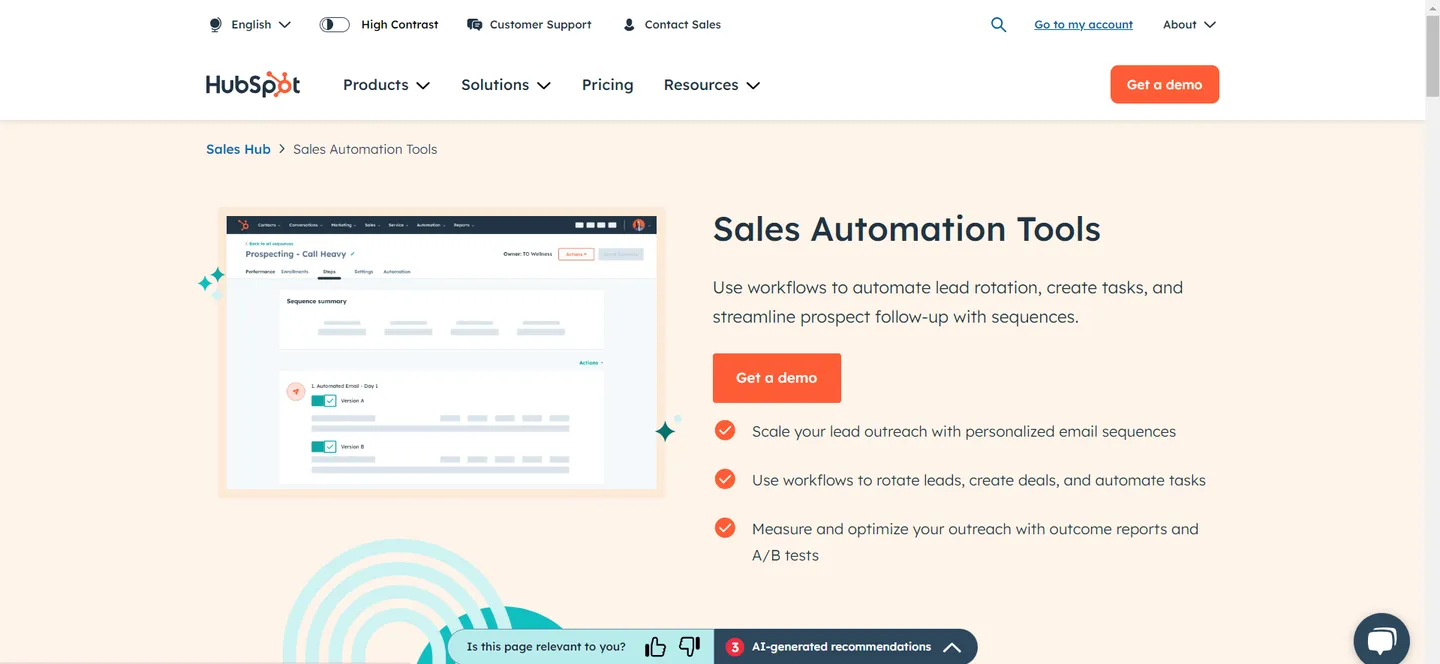 HubSpot Vs AWS: HubSpot Sales Automation