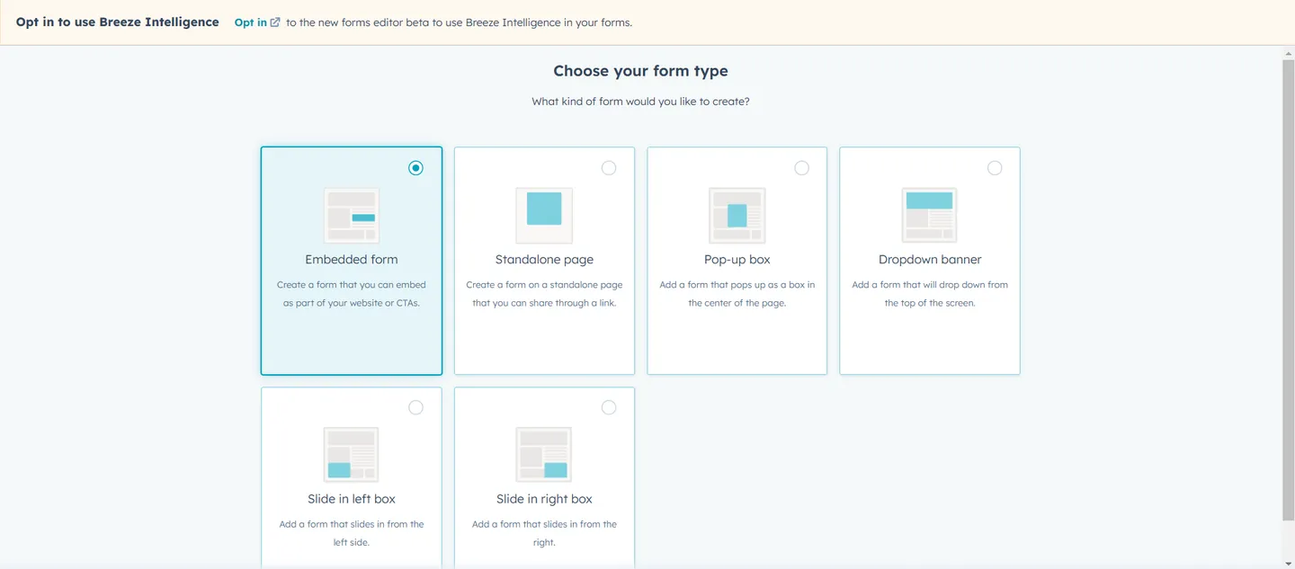 Choose a Form Type