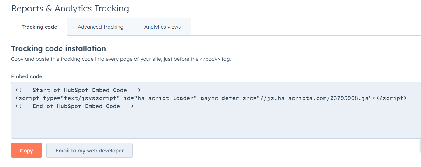 Manually Add the HubSpot Tracking Code