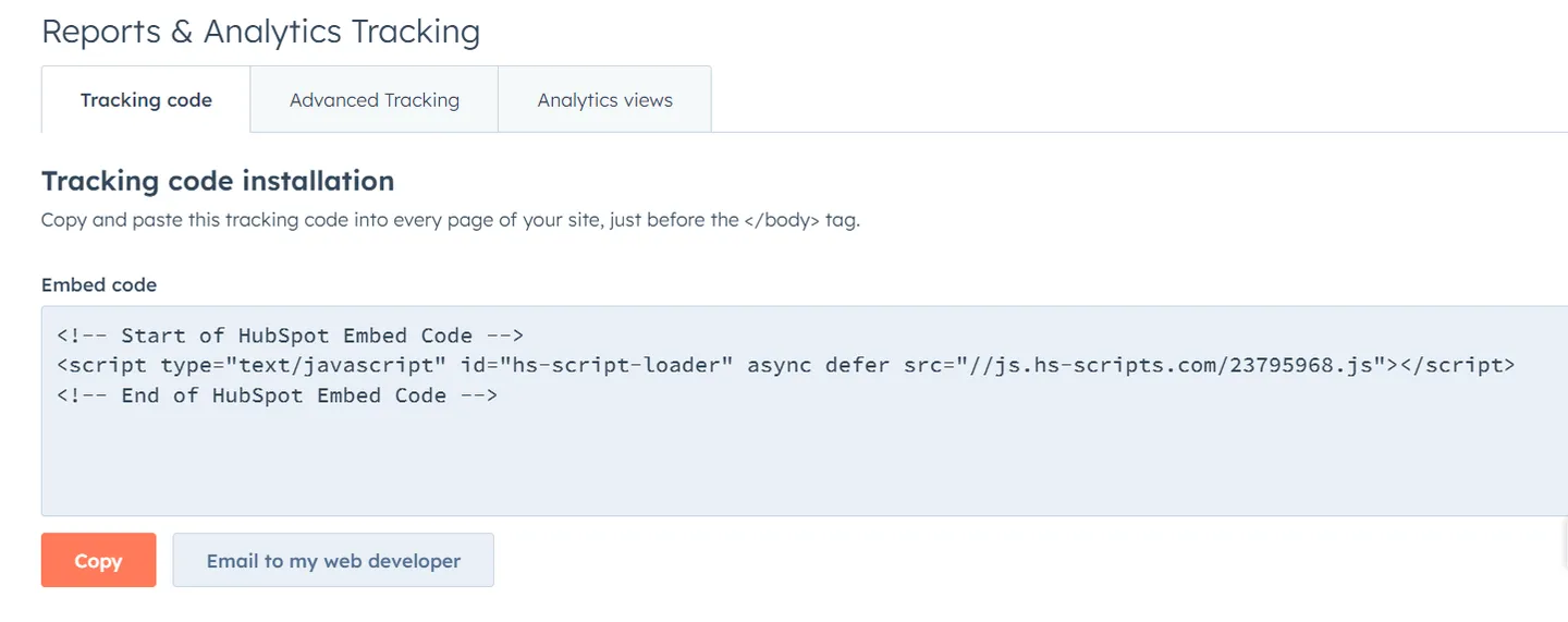 Manually Add the HubSpot Tracking Code