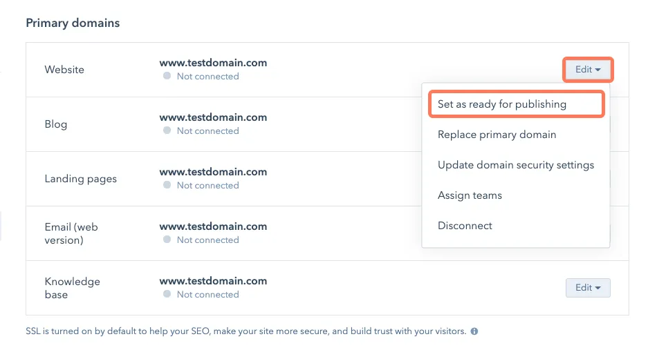 Preconfigure Domain Settings in HubSpot