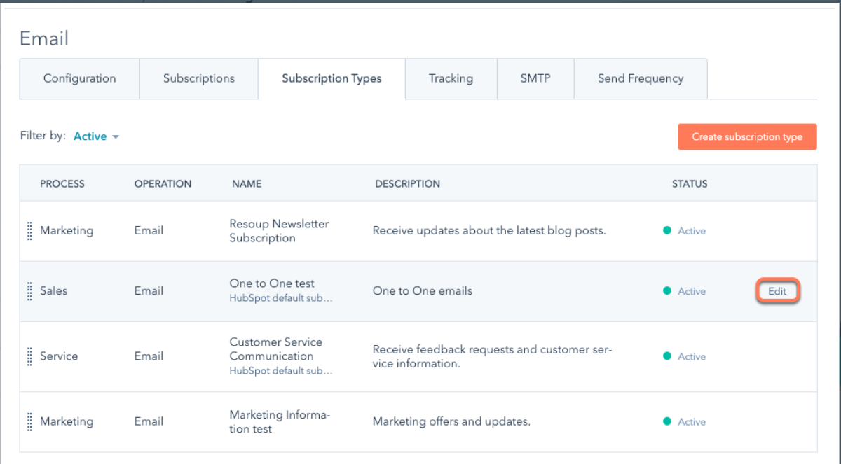 Click Create subscription type, and fill in details like the name, description, and visibility.