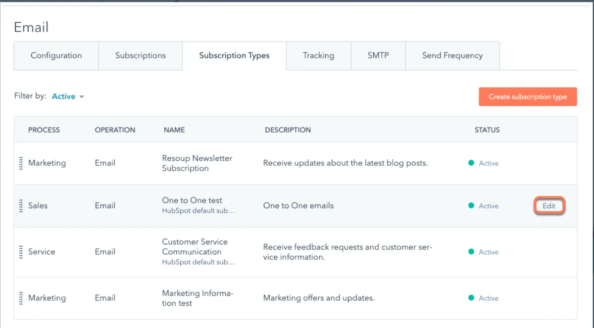 Click Create subscription type, and fill in details like the name, description, and visibility.