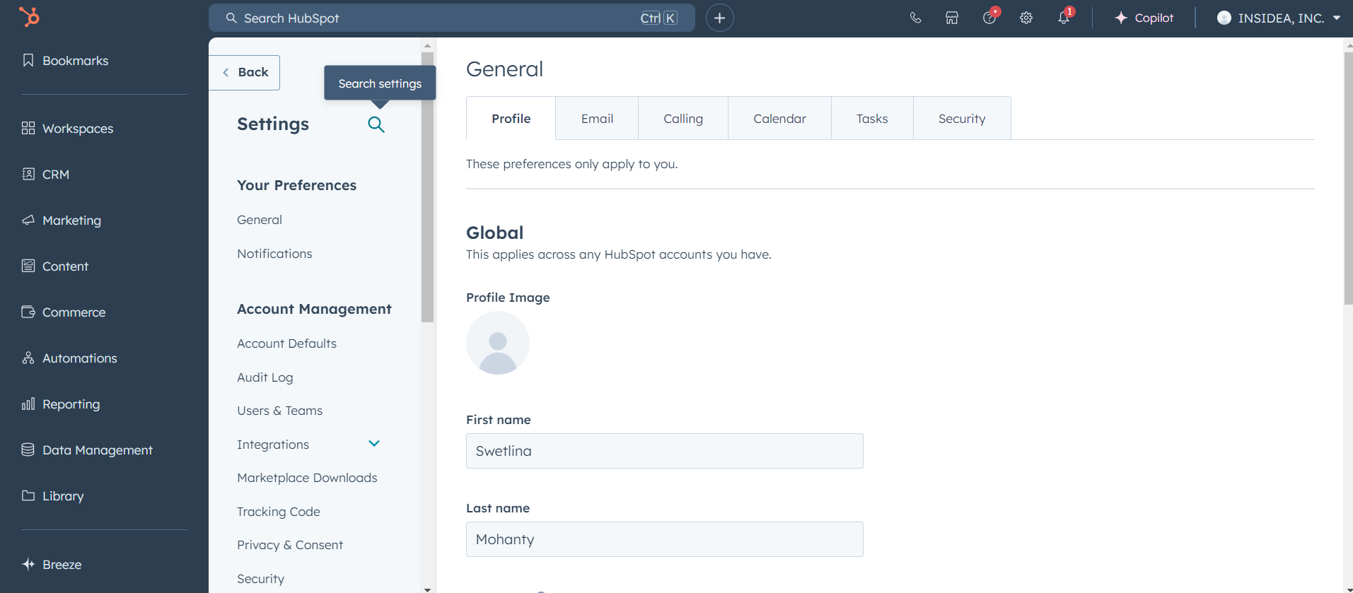 Log into your HubSpot account and click on the Settings icon in the top navigation.