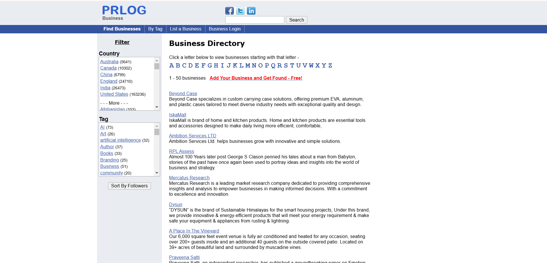 PRLOG BUSINESS