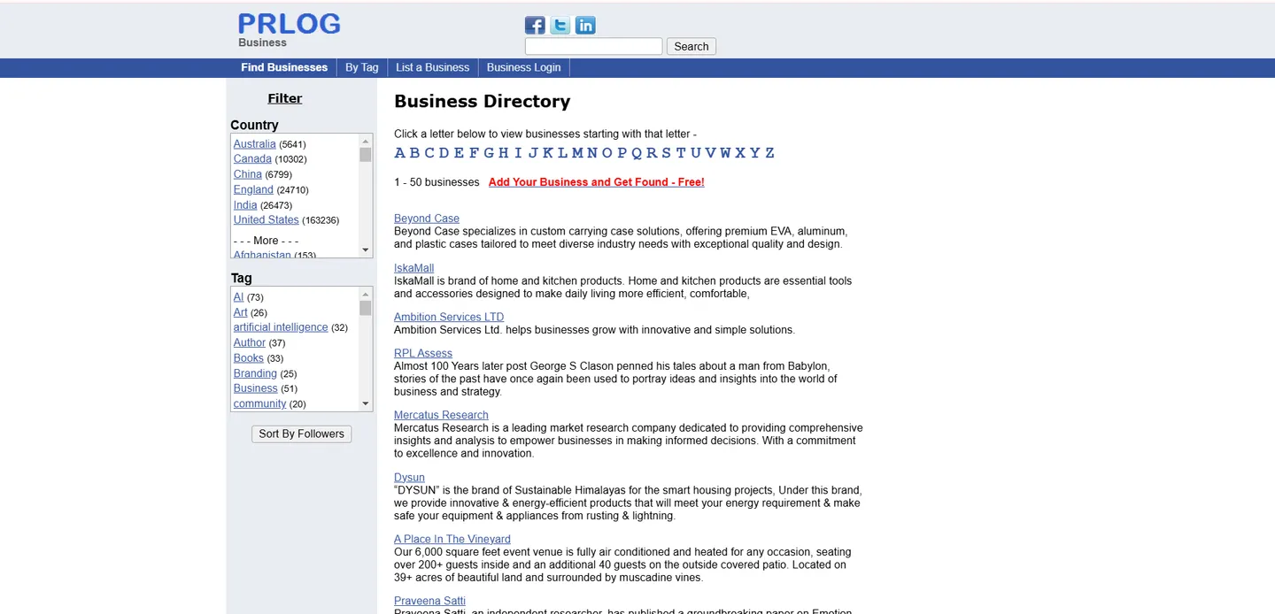 PRLOG BUSINESS
