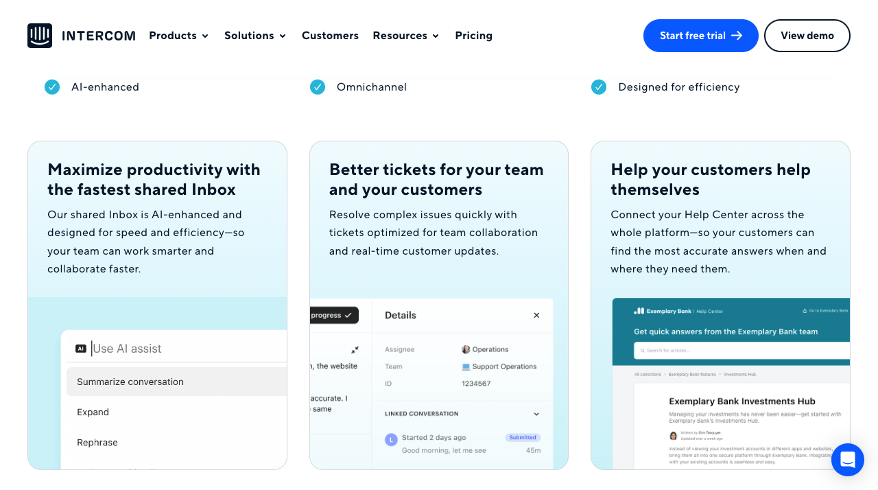 Intercom website screenshot