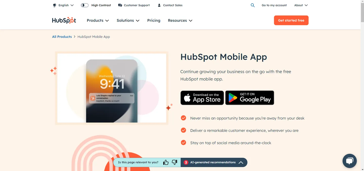 Hubspot Mobile Version