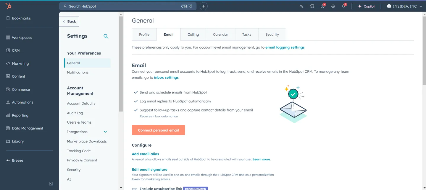 Connect Personal Email