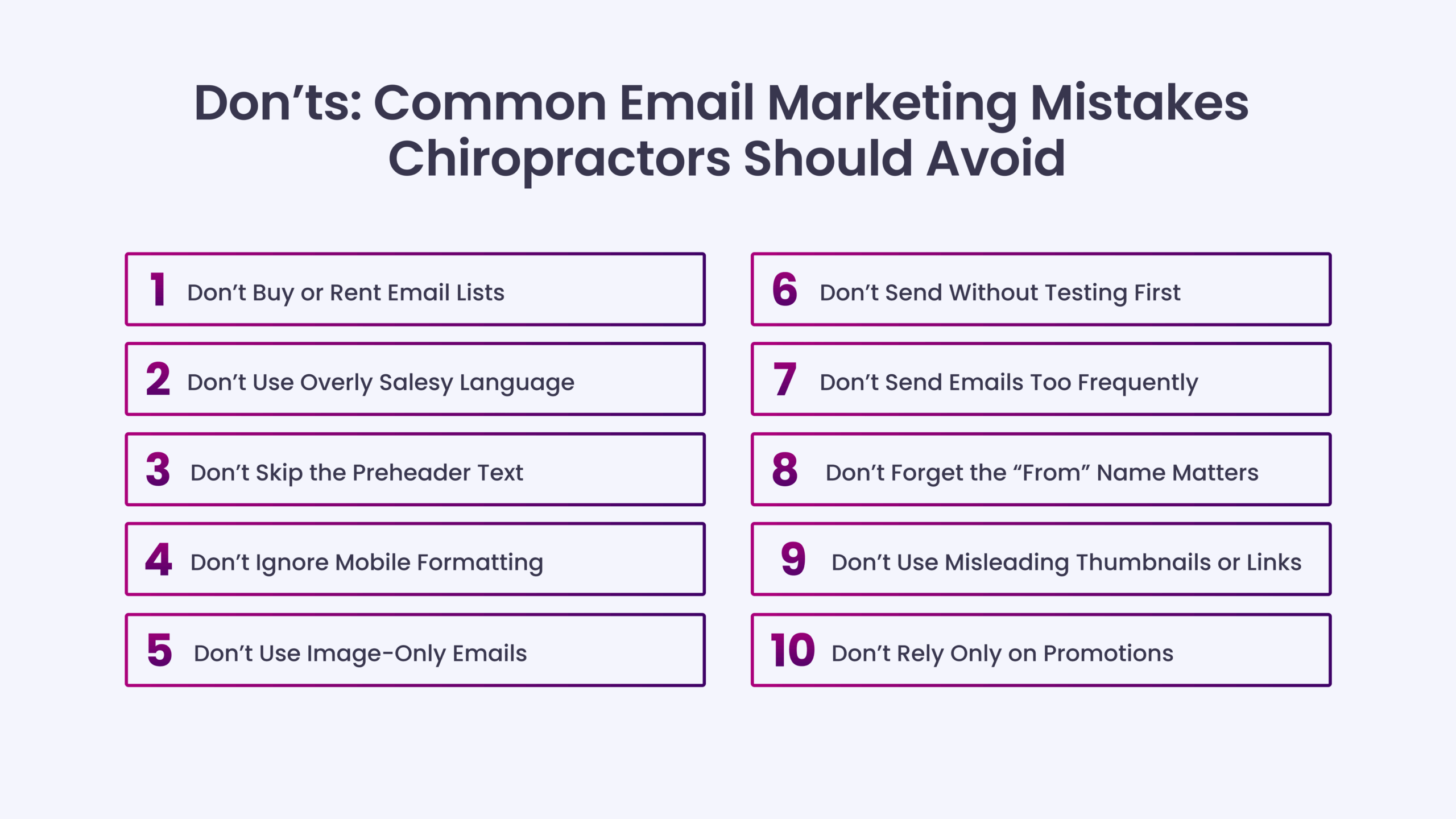 Don’ts: Common Email Marketing Mistakes Chiropractors Should Avoid