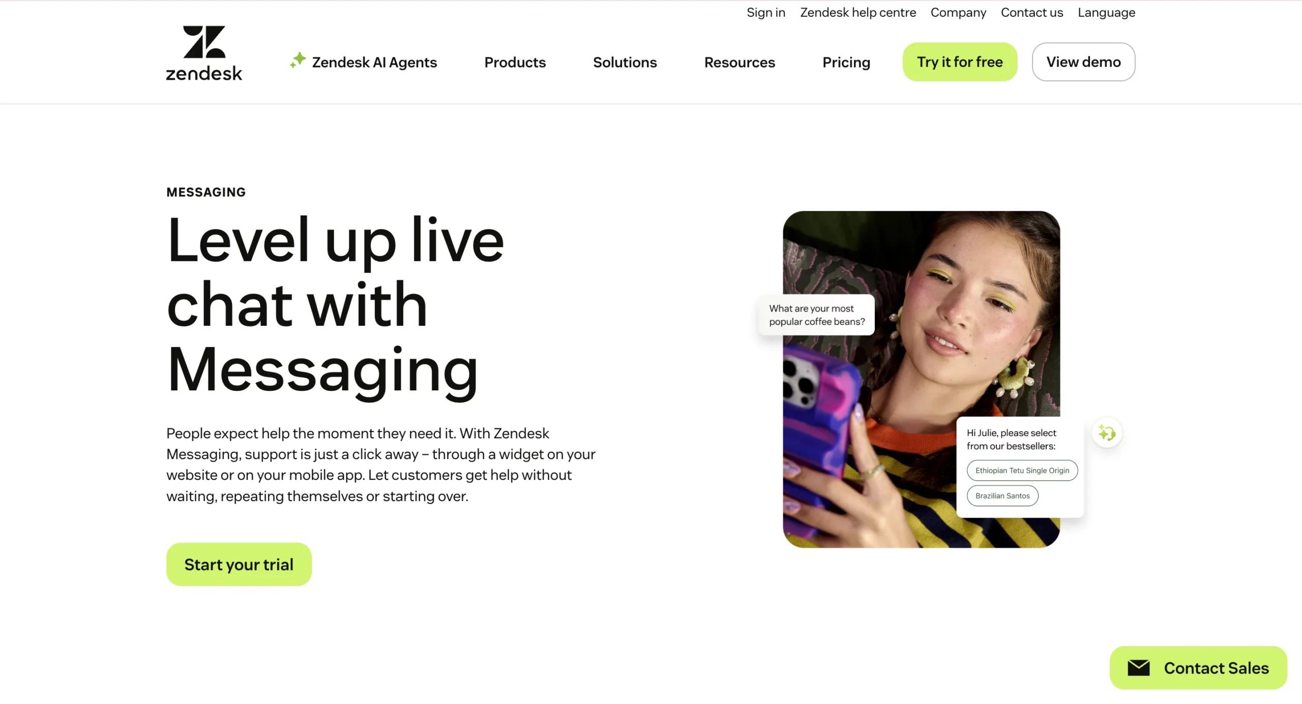 3. Zendesk Messaging, Enterprise-Grade Live Chat for Global Scale