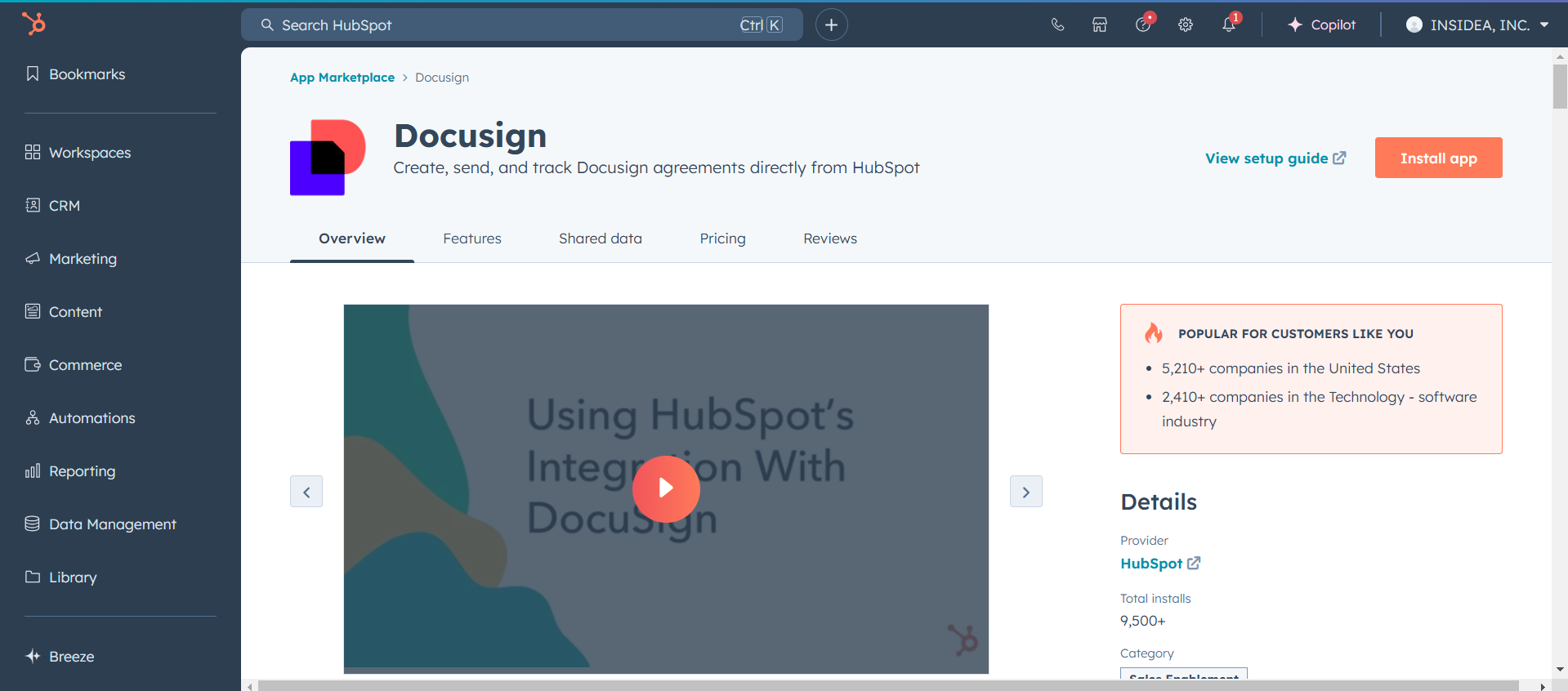 Install DocuSign Integration