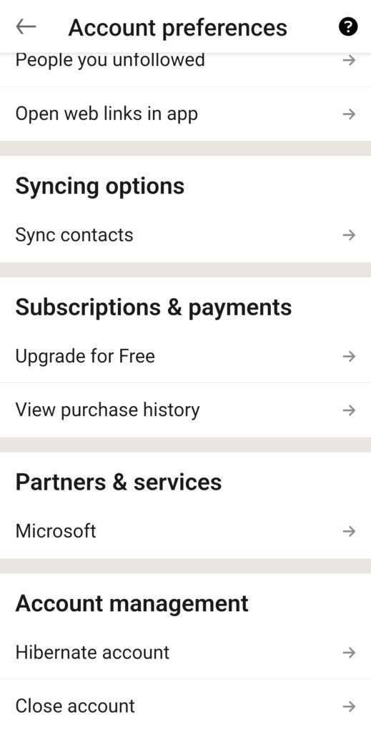 In the Account Preferences section, scroll to the bottom and tap "Close Account."