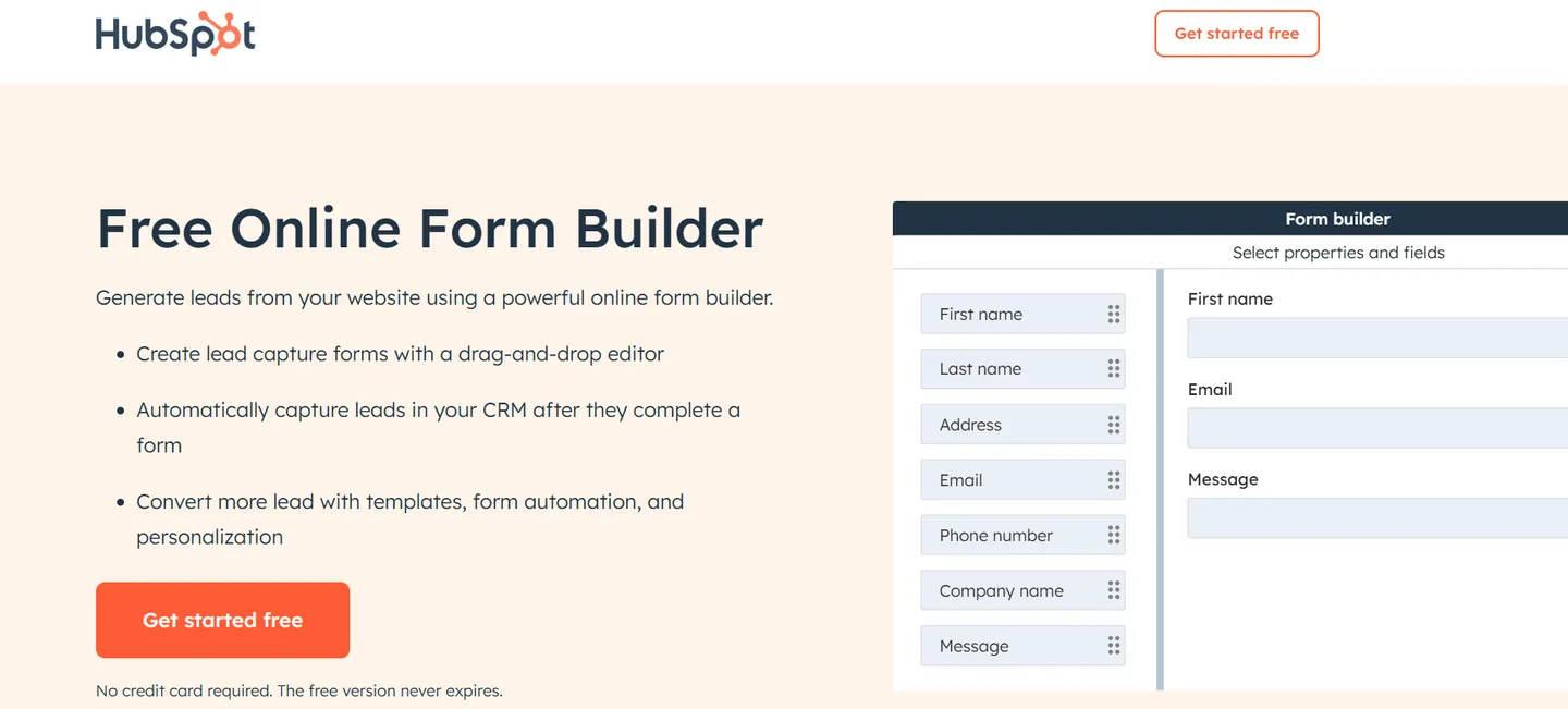 HubSpot Form Builder