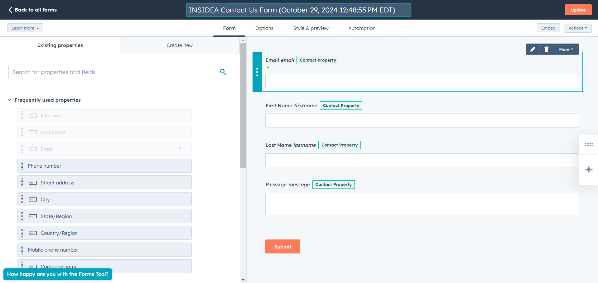 Customize Fields