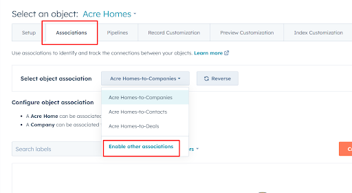 Set up Associations