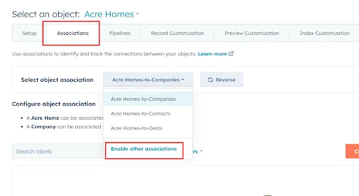 Set up Associations