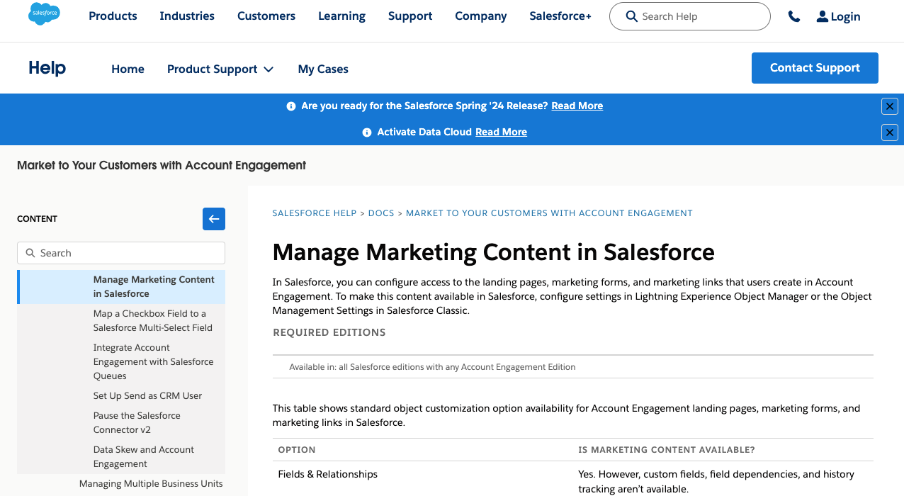 Pardot Content management