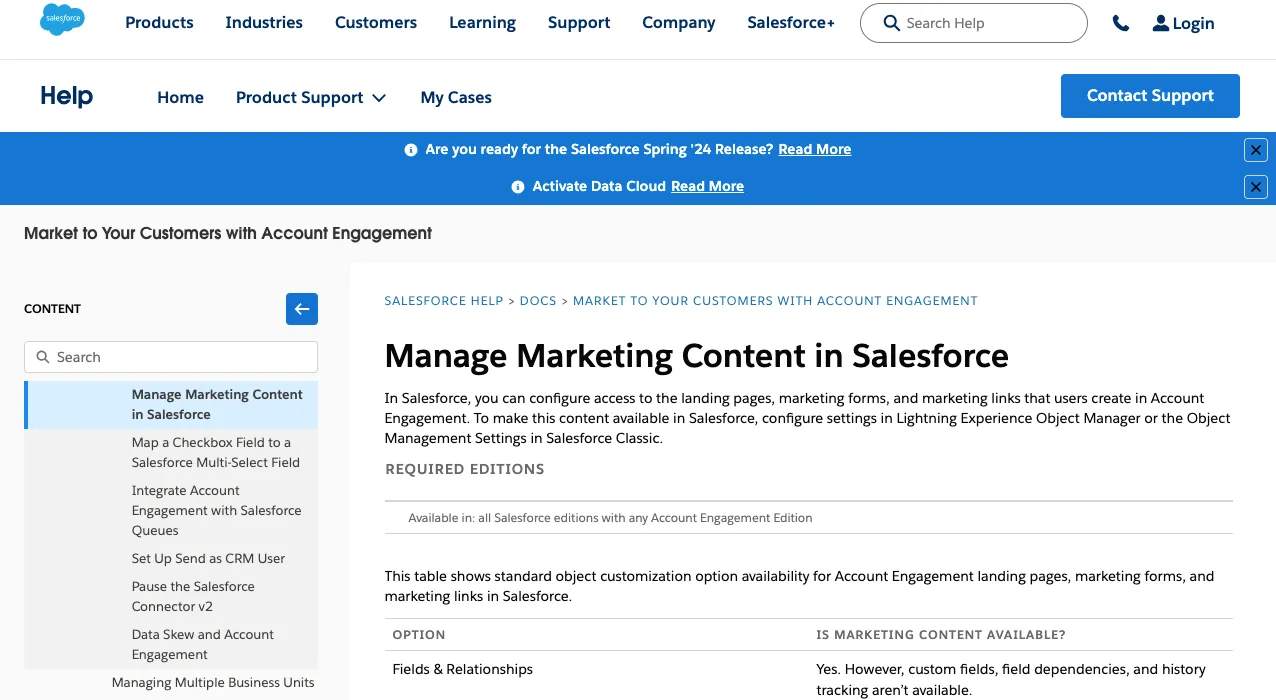 Pardot Content management