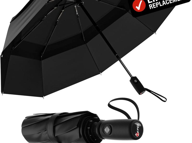 REPEL Windproof Travel Umbrella - Compact & Withstands Winds up to 85MPH