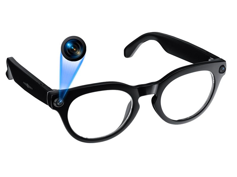 AI Smart Glasses with 8MP Camera, Continuous 12-Min 1200P Video Recording, Real-Time Translation & Voice Assistant, Open-Ear Bluetooth Audio