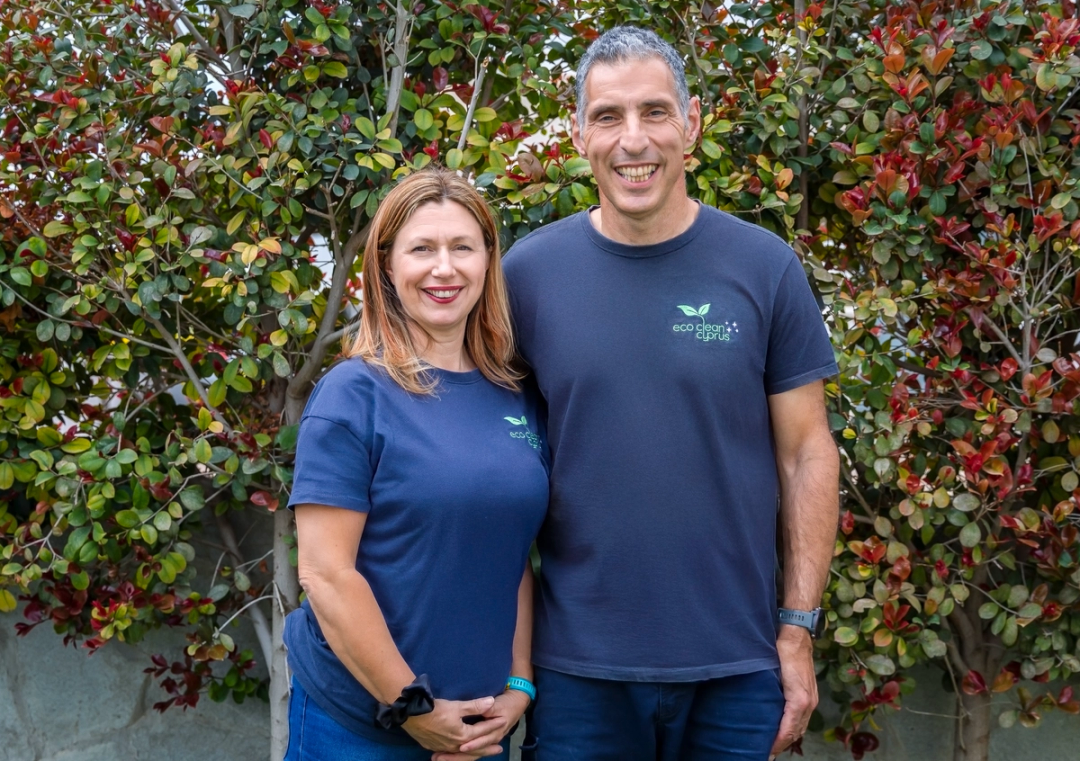 Tony and Naomi, founders of Eco Clean Cyprus, a family-run specialist cleaning service