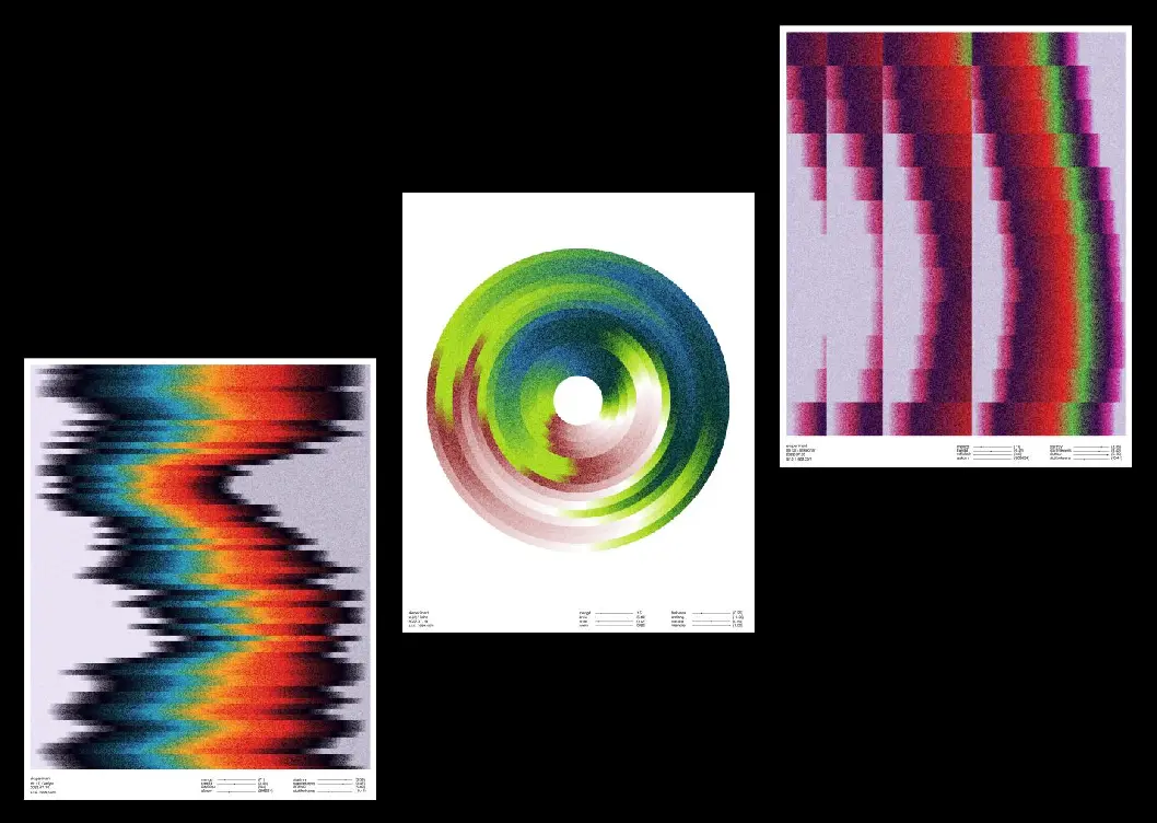  Simon «Waves», «Circle», «Sections» – study in repetitive color gradients