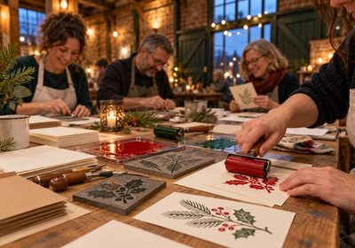 Lino Print Christmas Card Workshop 2 with Emma Taylor Roach
