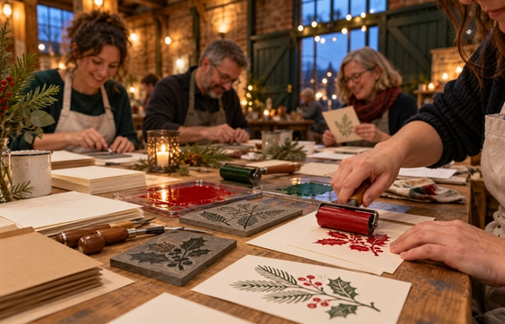 Lino Print Christmas Card Workshop 2 with Emma Taylor Roach