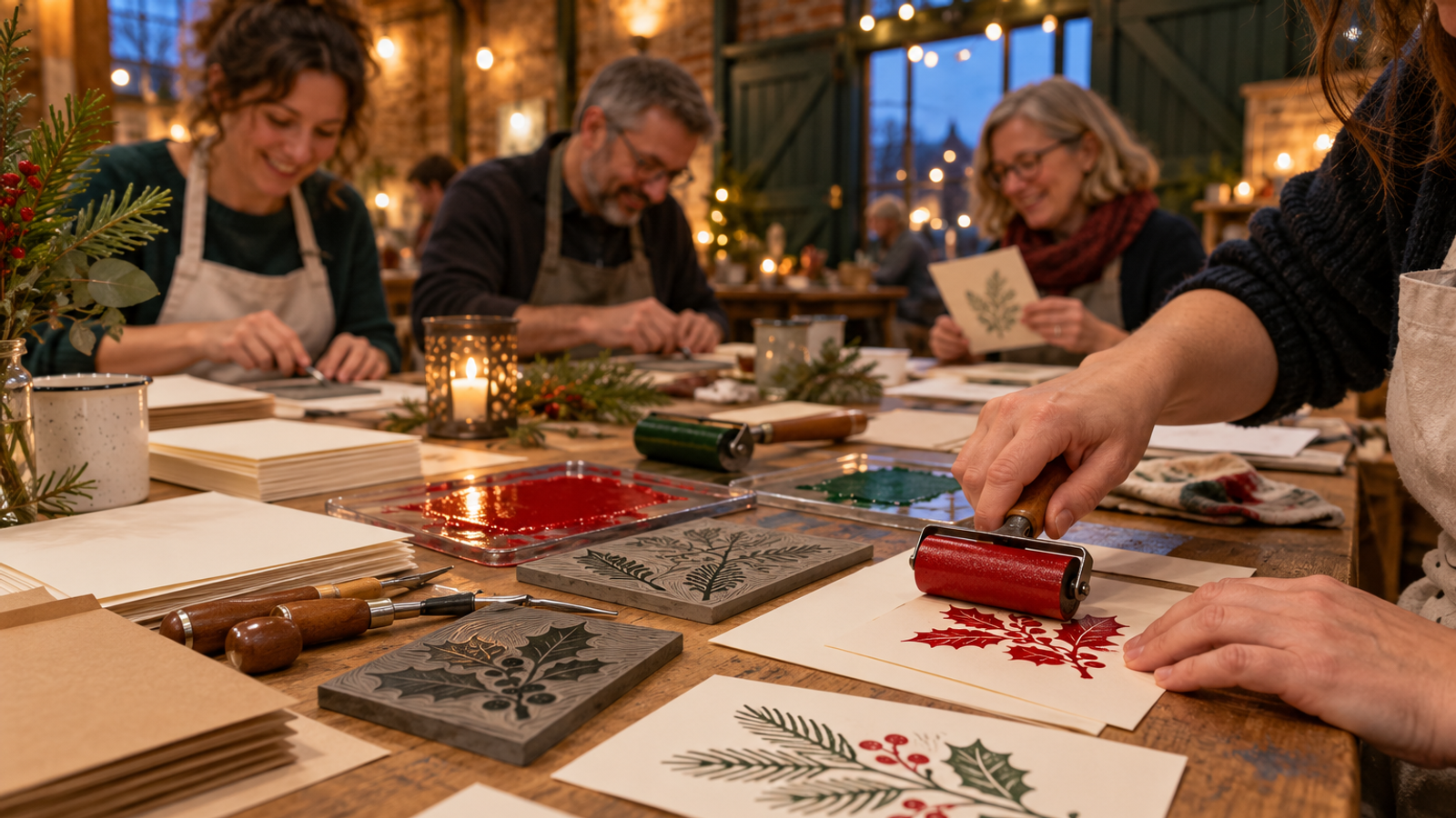 Lino Print Christmas Card Workshop 2 with Emma Taylor Roach