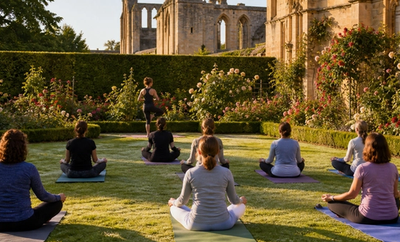Morning yoga in the gardens