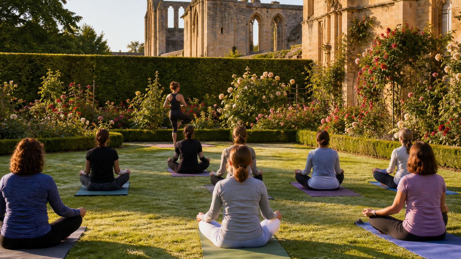 Morning yoga in the gardens