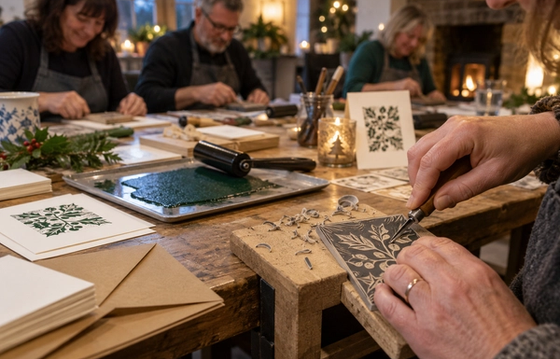 Lino Print Christmas Card Workshop 1 with Emma Taylor Roach