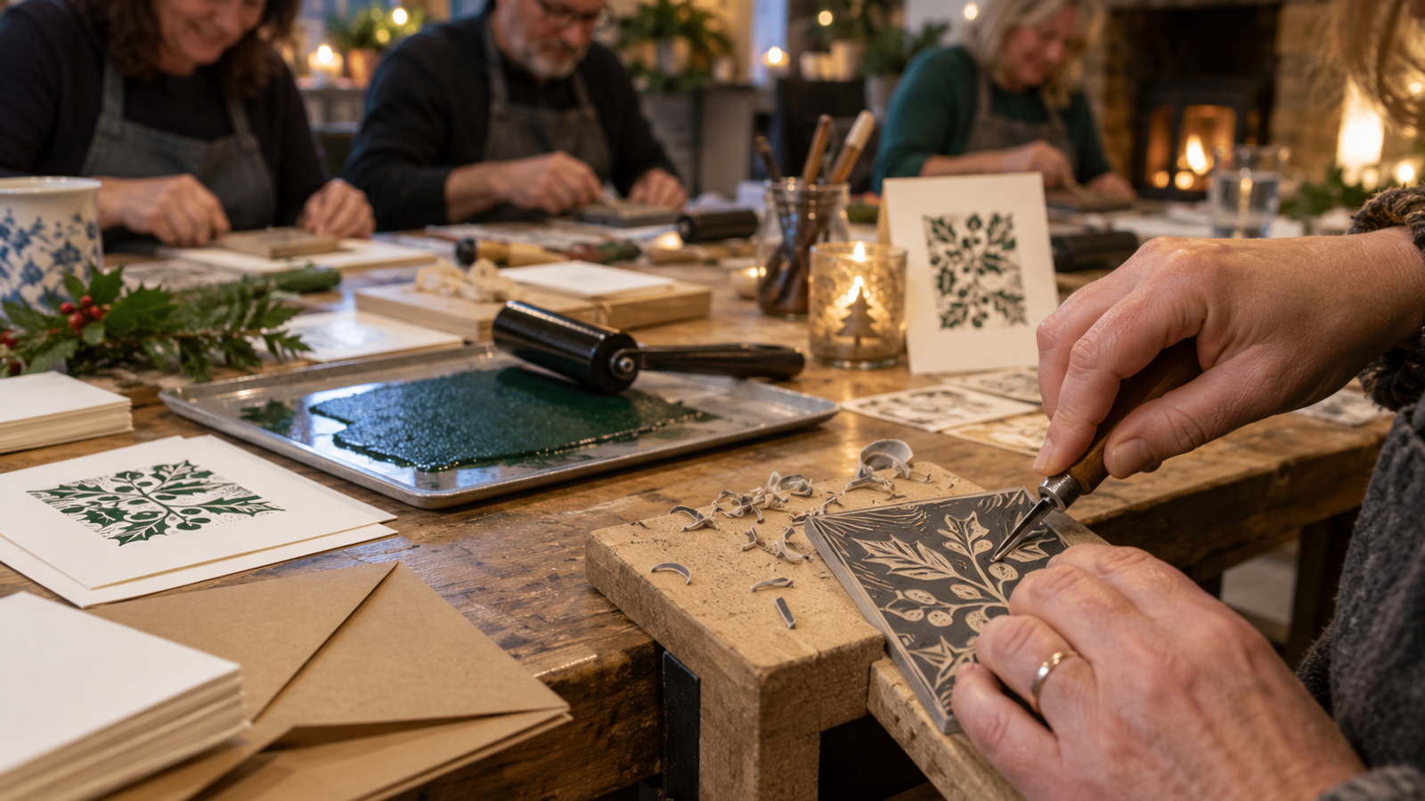 Lino Print Christmas Card Workshop 1 with Emma Taylor Roach